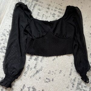 Leith Long-Sleeve Sheer Top